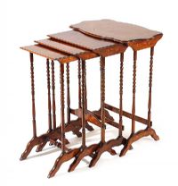 REPRODUCTION INLAID MAHOGANY NEST OF FOUR TEA TABLES at Ross's Online Art Auctions