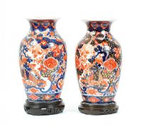PAIR OF JAPANESE IMARI VASES ON STANDS at Ross's Online Art Auctions