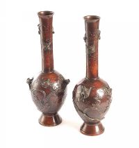 TWO JAPANESE BRONZE VASES at Ross's Online Art Auctions