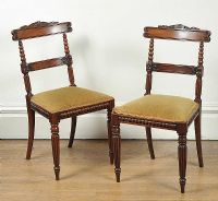 SET OF SIX VICTORIAN MAHOGANY DINING CHAIRS RAISED ON TURNED & FLUTED LEGS at Ross's Online Art Auctions
