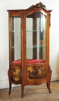 19TH CENTURY KINGWOOD VITRINE WITH PAINTED PANELS & GILT METAL MOUNTS at Ross's Online Art Auctions
