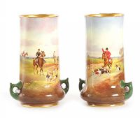 PAIR OF ROYAL DOULTON HUNTING SCENE VASES at Ross's Online Art Auctions