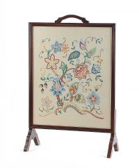 TAPESTRY FIRESCREEN WITH FLORAL DESIGN at Ross's Online Art Auctions