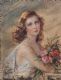 YOUNG GIRL HOLDING FLOWERS - PASTEL DRAWING - 26 X 19 INCHES - SIGNED & DATED ROMA 1951 at Ross's Online Art Auctions