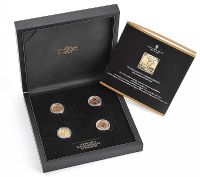 THE GOLDEN & DIAMOND JUBILEES SET OF FOUR GOLD SOVEREIGNS COMPLETE WITH LONDON MINT OFFICE CERTIFICATES IN A FITTED PRESENTATION CASE at Ross's Online Art Auctions