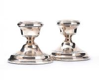 PAIR OF DWARF SILVER CANDLESTICKS WITH LOADED BASES - BIRMINGHAM 1970 at Ross's Online Art Auctions
