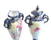 PAIR OF HAND PAINTED NORITAKE TWO HANDLED VASES WITH LIDS at Ross's Online Art Auctions