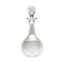 CUT GLASS DECANTER & STOPPER WITH STAR BASE at Ross's Online Art Auctions