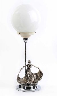 ART DECO CHROME TABLE LAMP WITH GLOBE SHADE at Ross's Online Art Auctions