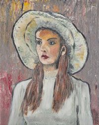 THE CREAM HAT by Irish School at Ross's Online Art Auctions