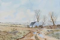 OLD COTTAGE IN A  LANDSCAPE by Robert B. Higgins at Ross's Online Art Auctions