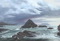 ROUGH SEAS, WEST OF IRELAND by Ros Harvey RUA at Ross's Online Art Auctions