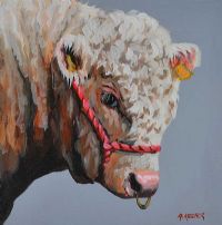 BULL ON GREY by Ronald Keefer at Ross's Online Art Auctions