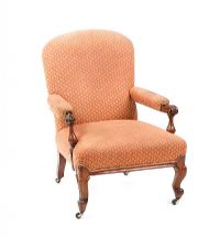 VICTORIAN UPHOLSTEREDE LIBRARY CHAIR at Ross's Online Art Auctions