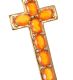 9CT GOLD CROSS PENDANT SET WITH OVAL-CUT FIRE OPALS at Ross's Online Art Auctions
