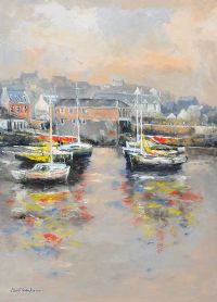 HARBOURED BOATS, KINSALE by Niall Campion at Ross's Online Art Auctions