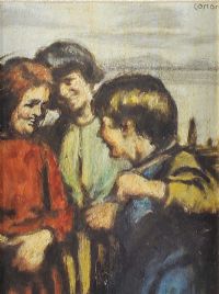 GIRLS CHATTING by William Conor RHA RUA at Ross's Online Art Auctions