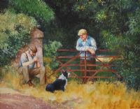 A CHAT AT THE GATE by Noel Shaw at Ross's Online Art Auctions