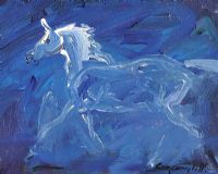 WHITE HORSE ON BLUE by Con Campbell at Ross's Online Art Auctions