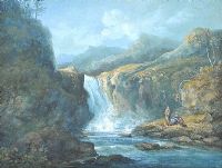 WATERFALL WITH ANGLER by After John Laporte at Ross's Online Art Auctions
