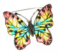STERLING SILVER AND ENAMEL BUTTERFLY BROOCH at Ross's Online Art Auctions