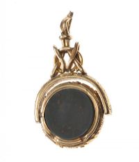 ANTIQUE SWIVEL FOB SET WITH BLOODSTONE AND CARNELIAN at Ross's Online Art Auctions