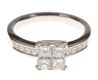 18CT WHITE GOLD QUAD PRINCESS-CUT DIAMOND CLUSTER RING WITH DIAMOND-SET SHOULDERS WITH BOX at Ross's Online Art Auctions