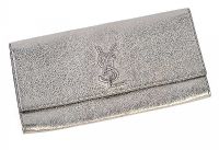 VINTAGE 1980'S YSL CLUTCH BAG IN METALLIC SILVER LEATHER at Ross's Online Art Auctions