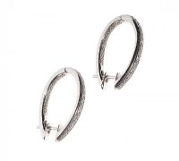 18CT WHITE GOLD AND DIAMOND 'IN & OUT' HOOP EARRINGS at Ross's Online Art Auctions
