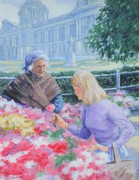 CITY HALL FLOWER SELLERS by Noel Shaw at Ross's Online Art Auctions