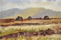 TURF STACKS, STAR BOG, COUNTY ANTRIM by Ivan Beggs at Ross's Online Art Auctions