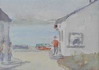 COTTAGE BY THE SHORE by Olive Henry RUA at Ross's Online Art Auctions