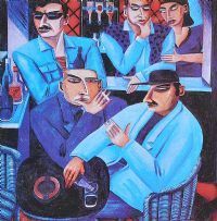 IN THE BAR by Graham Knuttel at Ross's Online Art Auctions
