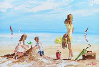 DAY AT THE BEACH, PORTSTEWART by Lorna Millar at Ross's Online Art Auctions