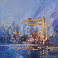 THE CRANES, EAST BELFAST by Colin Gibson at Ross's Online Art Auctions