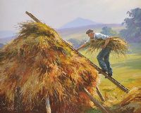 STACKING HAY IN THE GLENS by Donal McNaughton at Ross's Online Art Auctions