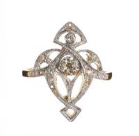 18CT GOLD AND DIAMOND CLUSTER RING IN THE STYLE OF ART NOUVEAU at Ross's Online Art Auctions