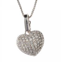 18CT WHITE GOLD DIAMOND-SET HEART-SHAPED LOCKET AND CHAIN at Ross's Online Art Auctions