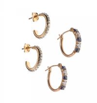 TWO PAIRS OF 9CT GOLD CRYSTAL-SET HALF-HOOP EARRINGS at Ross's Online Art Auctions