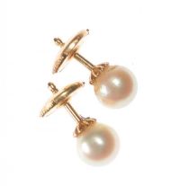 PAIR OF 18CT GOLD AND CULTURED PEARL EARRINGS at Ross's Online Art Auctions