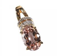 9CT GOLD MORGANITE AND DIAMOND PENDANT at Ross's Online Art Auctions