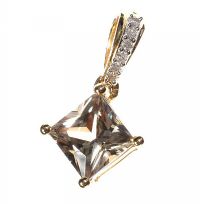 9CT GOLD CSARITE AND DIAMOND PENDANT at Ross's Online Art Auctions