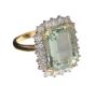 18CT GOLD GREEN QUARTZ AND DIAMOND CLUSTER RING at Ross's Online Art Auctions