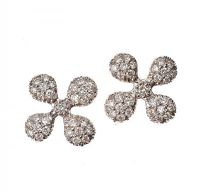 18CT GOLD AND DIAMOND FLORAL/CROSS EARRINGS at Ross's Online Art Auctions