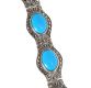 STERLING SILVER BRACELET SET WITH TURQUOISE AND MARCASITE BY ARABIAN DESIGNER 'FEYENDRA' at Ross's Online Art Auctions