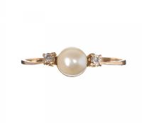 18CT GOLD RING SET WITH CULTURED PEARL AND CRYSTAL at Ross's Online Art Auctions