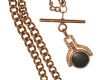 9CT GOLD ALBERT-CHAIN WITH HARDSTONE-SET SWIVEL FOB/WATCH KEY at Ross's Online Art Auctions