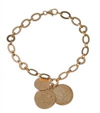 9CT GOLD LINK BRACELET WITH 9CT GOLD DISCS at Ross's Online Art Auctions