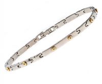 STAINLESS STEEL, 18CT GOLD AND DIAMOND BRACLET SIGNED FF at Ross's Online Art Auctions
