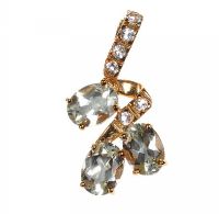 9CT GOLD PALE GREEN STONE AND CRYSTAL PENDANT at Ross's Online Art Auctions